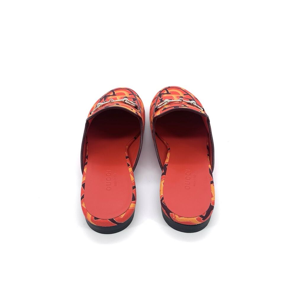 NIB Gucci Princetown Mules EU 38.5 US 8.5 Horsebit Print Orange Multi $990 - Picture 7 of 13